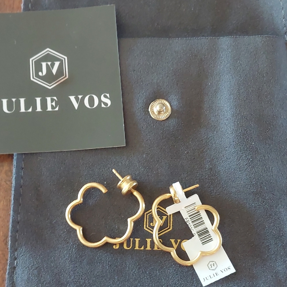 Julie Vos Gold Clover Hoop Earrings